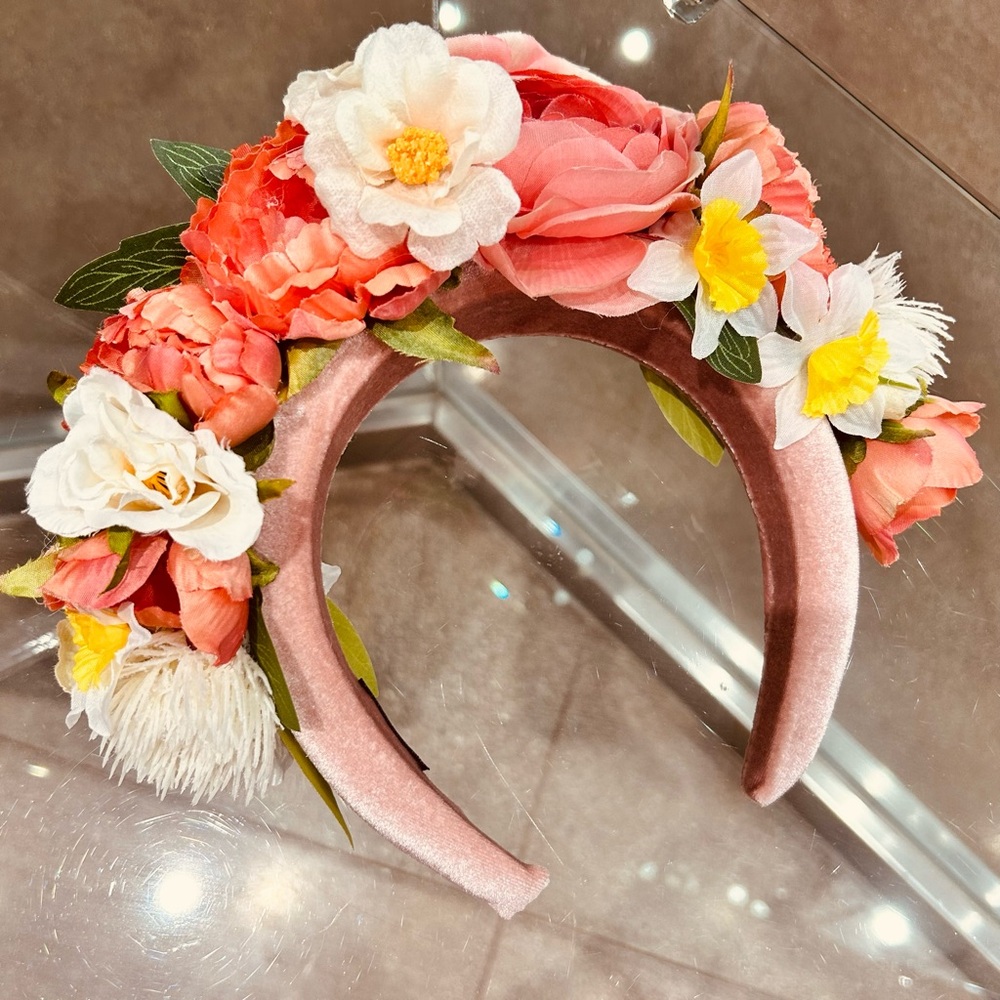 Floral Headband with Pink and White Blooms